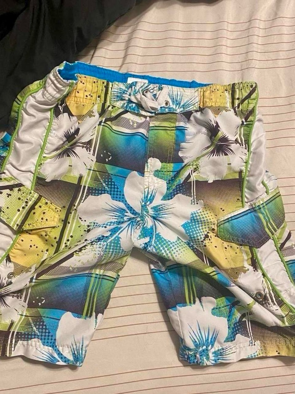Sears Boys Floral Swim Shorts in Blue, Green, White
